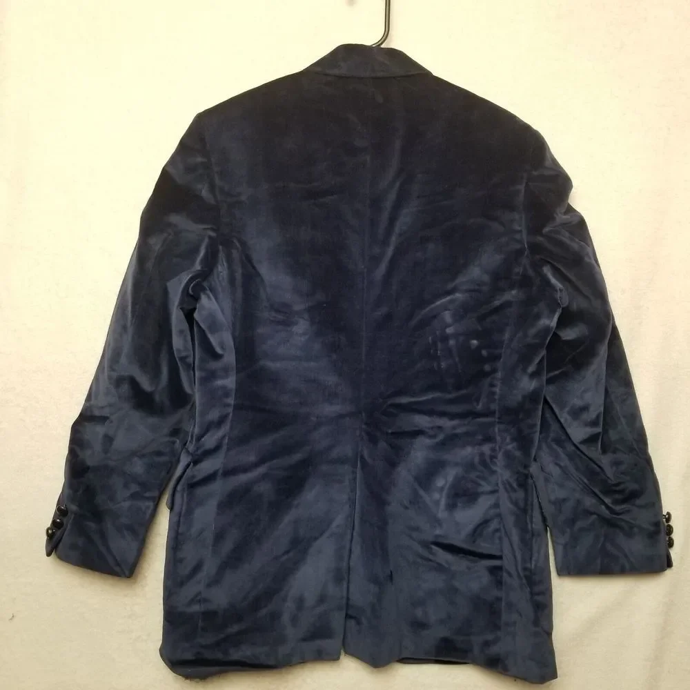 VTG FELT VELOUR Blue Raffleswear SUIT COAT JACKET BLAZER Blue Made‎ In USA